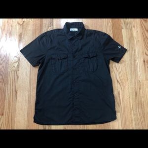 Stone Island Men's S/S Black Button Up Shirt XL